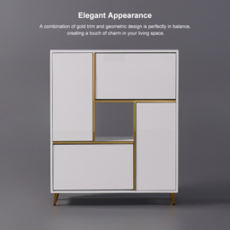 White Modern Shoe Storage Cabinet 17-Pair 2 Doors with Shelves & Pull-Down Drawers - thumbnail 7