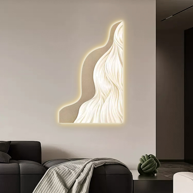 1000mm Modern Abstract Geometric Champagne Acrylic Wall Art with LED Backlighting - image 1