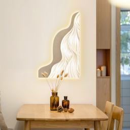 1000mm Modern Abstract Geometric Champagne Acrylic Wall Art with LED Backlighting - thumbnail 4