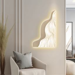 1000mm Modern Abstract Geometric Champagne Acrylic Wall Art with LED Backlighting - thumbnail 6