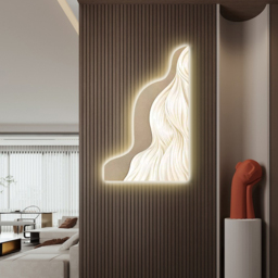 1000mm Modern Abstract Geometric Champagne Acrylic Wall Art with LED Backlighting - thumbnail 5
