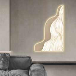 1000mm Modern Abstract Geometric Champagne Acrylic Wall Art with LED Backlighting - thumbnail 7