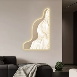 1000mm Modern Abstract Geometric Champagne Acrylic Wall Art with LED Backlighting