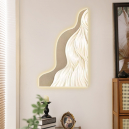 1000mm Modern Abstract Geometric Champagne Acrylic Wall Art with LED Backlighting - thumbnail 2