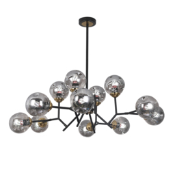 Modern Linear 12-Light Kitchen Island Light Black Chandelier with Globe Glass Shade Pendant Lighting - thumbnail 7
