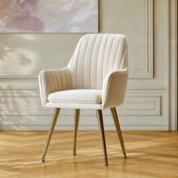 Modern Dining Chair Beige Velvet Upholstered Dining Chairs With Arms (Set of 4) - thumbnail 8