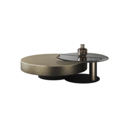 Modern Gold & Black 2-Piece Round Nesting Coffee Table Set with Tempered Glass Top - thumbnail 5