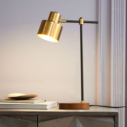 Modern Table Lamp with Wireless Charger USB 1-Light Desktop Touch Lamp in Black & Gold - thumbnail 1