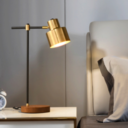 Modern Table Lamp with Wireless Charger USB 1-Light Desktop Touch Lamp in Black & Gold - thumbnail 4