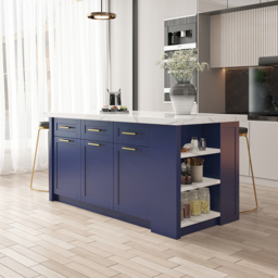 1830 mm Large Blue Kitchen Island with Storage Modern Kitchen Cabinet - thumbnail 2