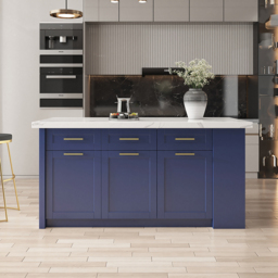 1830 mm Large Blue Kitchen Island with Storage Modern Kitchen Cabinet - thumbnail 1