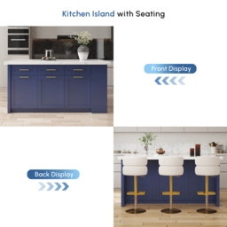 1830 mm Large Blue Kitchen Island with Storage Modern Kitchen Cabinet - thumbnail 7
