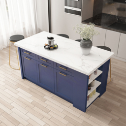 1830 mm Large Blue Kitchen Island with Storage Modern Kitchen Cabinet - thumbnail 3