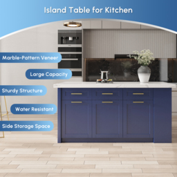 1830 mm Large Blue Kitchen Island with Storage Modern Kitchen Cabinet - thumbnail 8