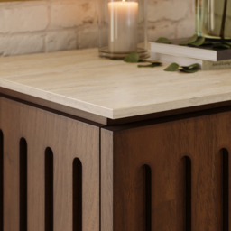 Florva Modern 47” Ash Wood 6 Drawer Dresser with Faux Travertine Sintered Stone Top - thumbnail 7
