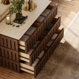 Florva Modern 47” Ash Wood 6 Drawer Dresser with Faux Travertine Sintered Stone Top - thumbnail 6
