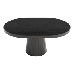 Japandi 100 – 140 cm  Extendable Dining Table for 6 Person Black Oval & Round Wood Table Pedestal - thumbnail 9