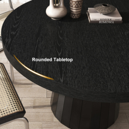 Japandi 100 – 140 cm  Extendable Dining Table for 6 Person Black Oval & Round Wood Table Pedestal - thumbnail 5