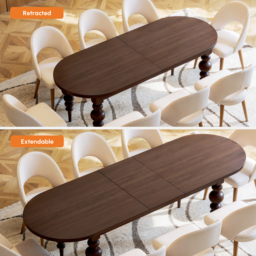 2000mm-2400mm Mid-Century Oval Extendable Dining Table Walnut Seats 6-10 People - thumbnail 6