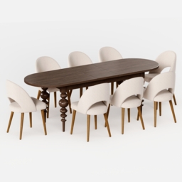2000mm-2400mm Mid-Century Oval Extendable Dining Table Walnut Seats 6-10 People - thumbnail 9