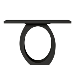 1000mm Modern Black Console Table with Circle Base Rectangular Entryway Table - thumbnail 6
