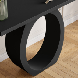 1000mm Modern Black Console Table with Circle Base Rectangular Entryway Table - thumbnail 5