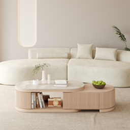 Velar 120 - 170 cm Extendable Coffee Table with Sintered Stone Top and Storage - thumbnail 2