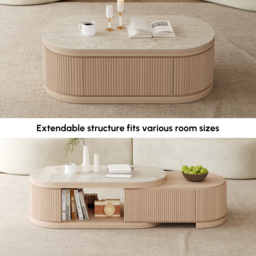 Velar 120 - 170 cm Extendable Coffee Table with Sintered Stone Top and Storage - thumbnail 7