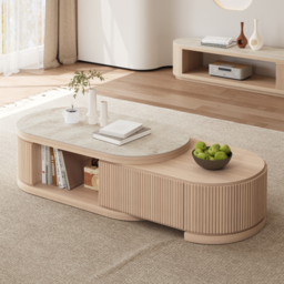 Velar 120 - 170 cm Extendable Coffee Table with Sintered Stone Top and Storage