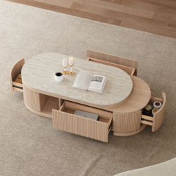 Velar 120 - 170 cm Extendable Coffee Table with Sintered Stone Top and Storage - thumbnail 3