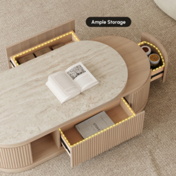 Velar 120 - 170 cm Extendable Coffee Table with Sintered Stone Top and Storage - thumbnail 9