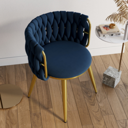 Sweave Nordic Dining Chairs Velvet Upholstery Blue Barrel Back Round Accent Dining Room Chairs - thumbnail 6
