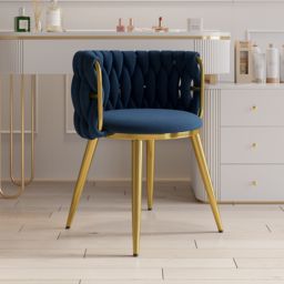 Sweave Nordic Dining Chairs Velvet Upholstery Blue Barrel Back Round Accent Dining Room Chairs - thumbnail 2