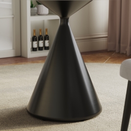 Modern 152 cm Round Glossy Sintered Stone Dining Table with Black Pedestal Base, Seats 6 - thumbnail 9