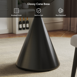 Modern 152 cm Round Glossy Sintered Stone Dining Table with Black Pedestal Base, Seats 6 - thumbnail 7