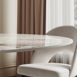Modern 152 cm Round Glossy Sintered Stone Dining Table with Black Pedestal Base, Seats 6 - thumbnail 8