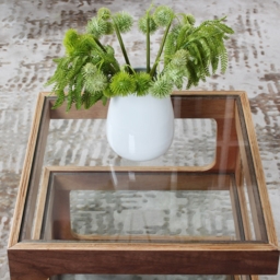 Modern Glass Side Table with 3 Tiers S-shaped End Table in Walnut - thumbnail 6
