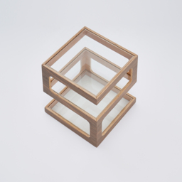 Modern Glass Side Table with 3 Tiers S-shaped End Table in Walnut - thumbnail 9