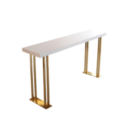"Rectangle Bar Table White 63"" Wood Top with Gold Sled Base" - thumbnail 5