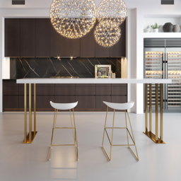 "Rectangle Bar Table White 63"" Wood Top with Gold Sled Base" - thumbnail 4