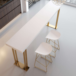 "Rectangle Bar Table White 63"" Wood Top with Gold Sled Base" - thumbnail 3