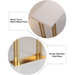 "Rectangle Bar Table White 63"" Wood Top with Gold Sled Base" - thumbnail 6