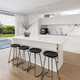 180 cm Large White Kitchen Island with Storage Kitchen Cabinet Marble Veneered Top - thumbnail 9