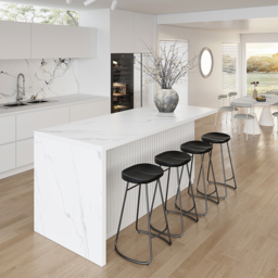 180 cm Large White Kitchen Island with Storage Kitchen Cabinet Marble Veneered Top - thumbnail 3