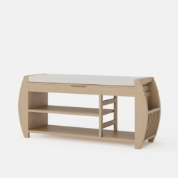 40'' Wood Veneer Whitewash Shoe Storage Entryway Bench with Shoe Rack - thumbnail 8