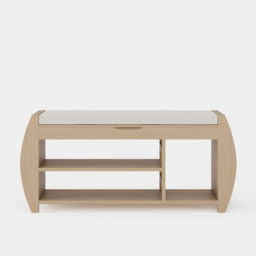 40'' Wood Veneer Whitewash Shoe Storage Entryway Bench with Shoe Rack - thumbnail 7