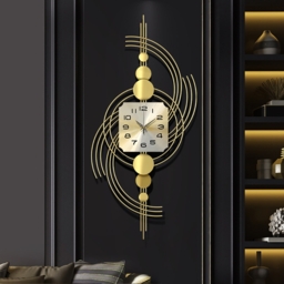 1000mm 3D Modern Metal Oversized Wall Clock with Golden Geometric Frame for Living Room - thumbnail 1