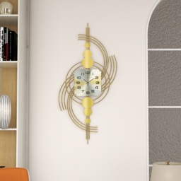 1000mm 3D Modern Metal Oversized Wall Clock with Golden Geometric Frame for Living Room - thumbnail 5