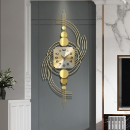 1000mm 3D Modern Metal Oversized Wall Clock with Golden Geometric Frame for Living Room - thumbnail 2