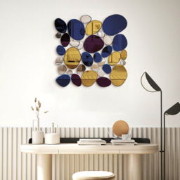 800mm Large Abstract Irregular Colorful Pebble Wall Mirror Decor Art Living Room Bedroom - thumbnail 2